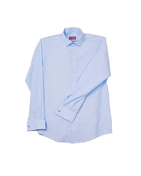 CAMISA RAYAS CUELLO ITALIANO (CELESTE)
