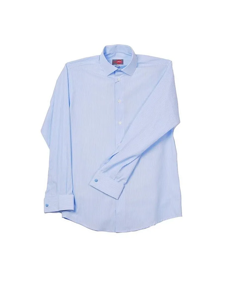 CAMISA RAYAS CUELLO ITALIANO (CELESTE)