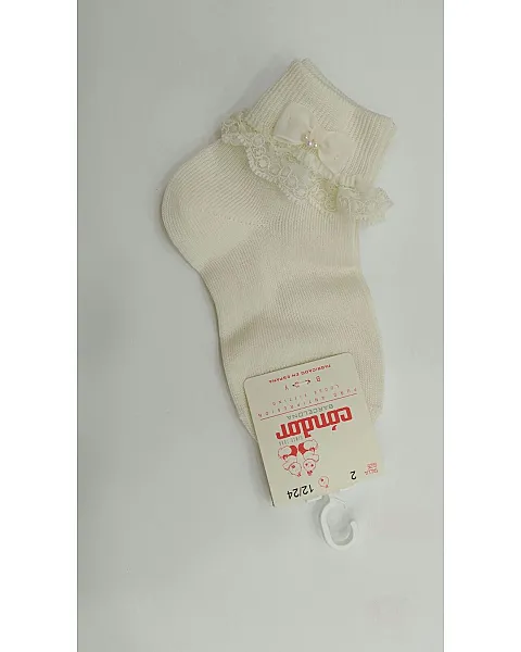 CALCETIN HILO ENCAJE BEIG