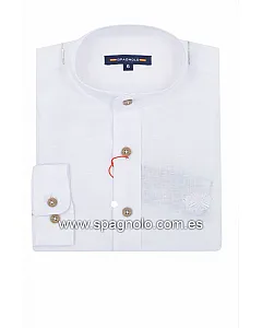 CAMISA ALGODON LINO CUELLO MAO BLANCO