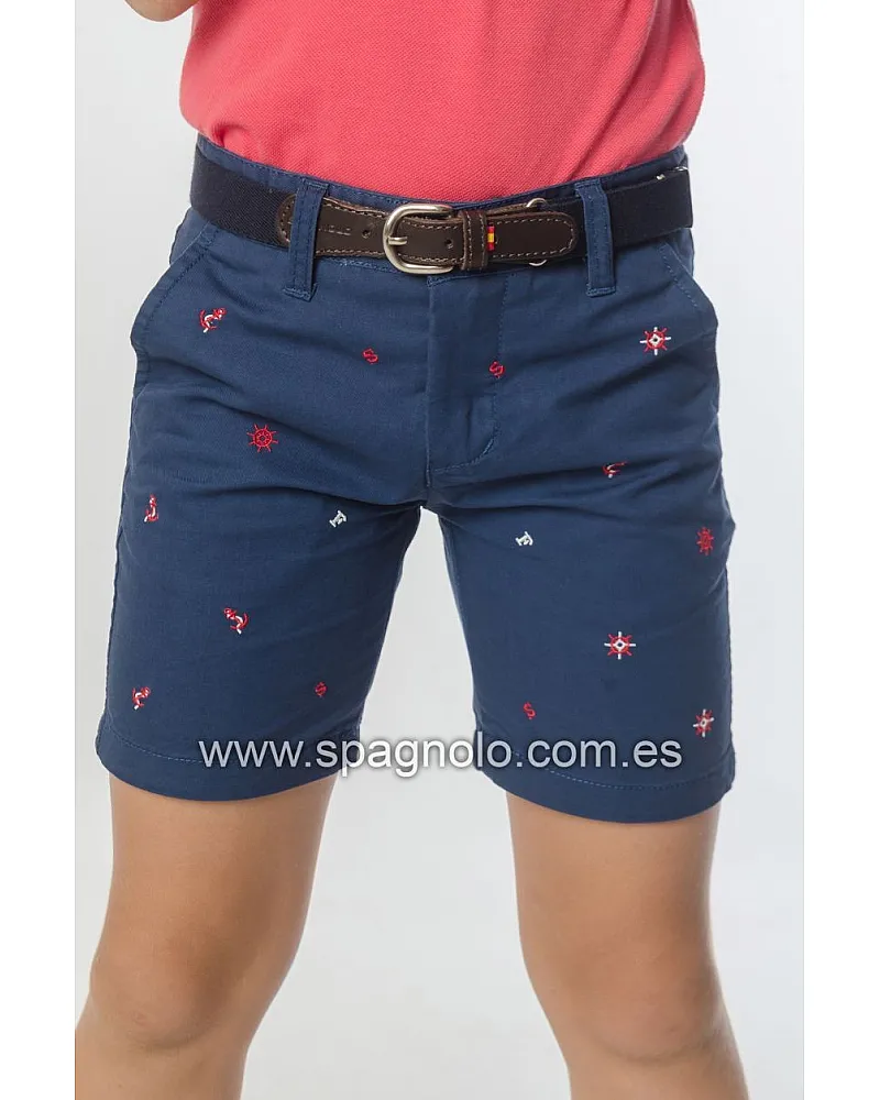 BERMUDA GABARDINA ELAST BORDADA