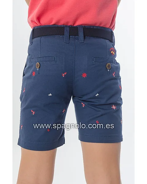 BERMUDA GABARDINA ELAST BORDADA