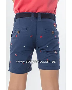 BERMUDA GABARDINA ELAST BORDADA