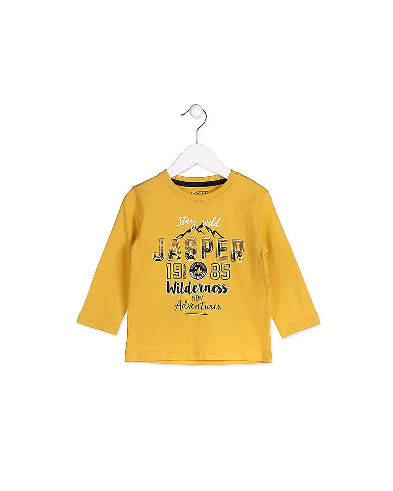LOSAN CAMISETA NIÑO CON MOTIVOS MONTAÑEROS MOSTAZA