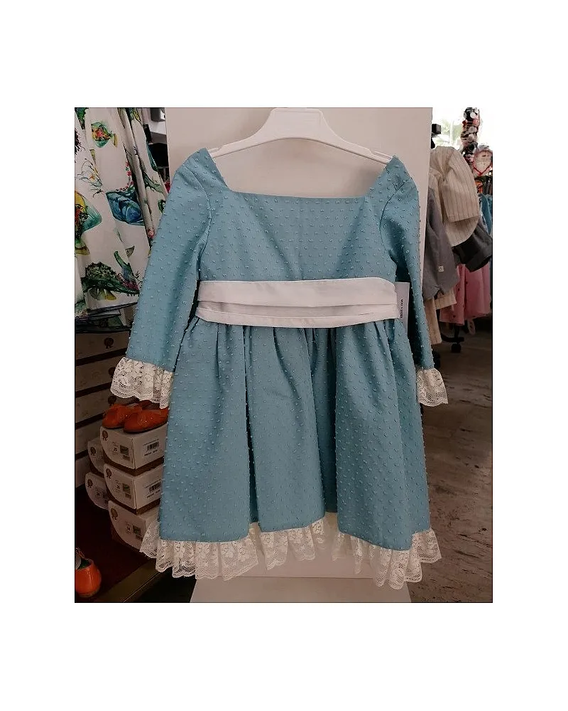 MARCOS BABY VESTIDO PLUMETI CON FAJIN