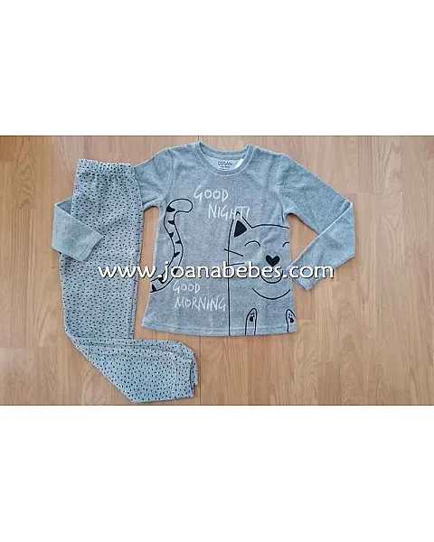 Losan pijama niña con gato estampado