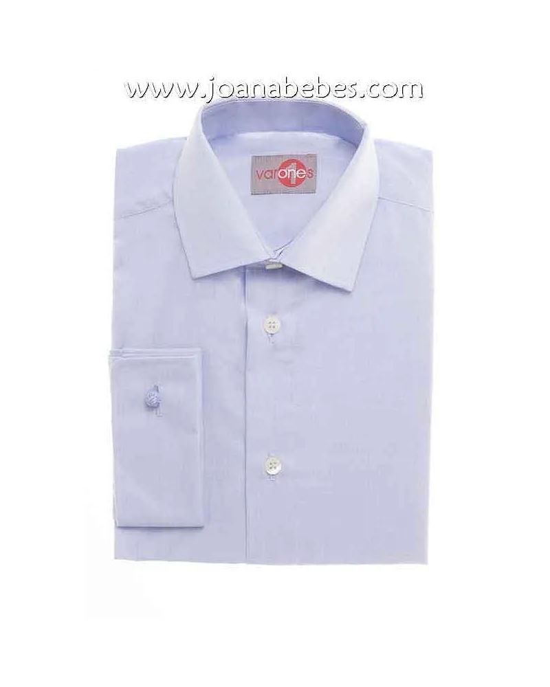VARONES, CAMISA CELESTE CUELLO ITALINAO