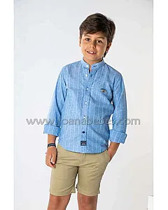 SPAGNOLO CAMISA CUELLO MAO LINO RAYAS