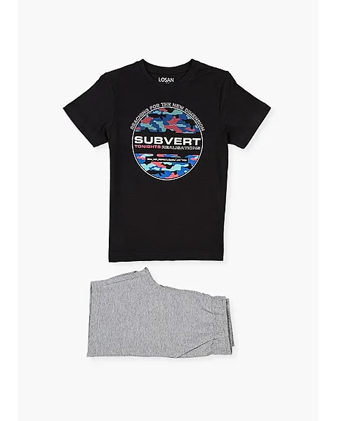 Losan Conjunto de punto de camiseta de manga corta y bermuda.