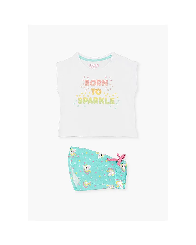 Losan Conjunto de camiseta y short con unicornios.