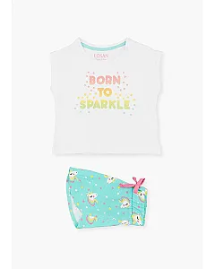Losan Conjunto de camiseta y short con unicornios.
