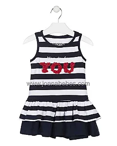 LOSAN VESTIDO DE RAYAS MARINO CON FALDA DE VOLANTES