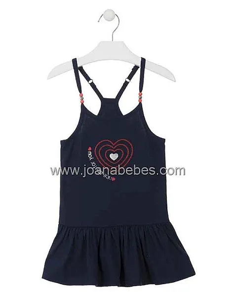 LOSAN VESTIDO MARINO DE PUNTO CON BOLITAS EN LOS TIRANTES