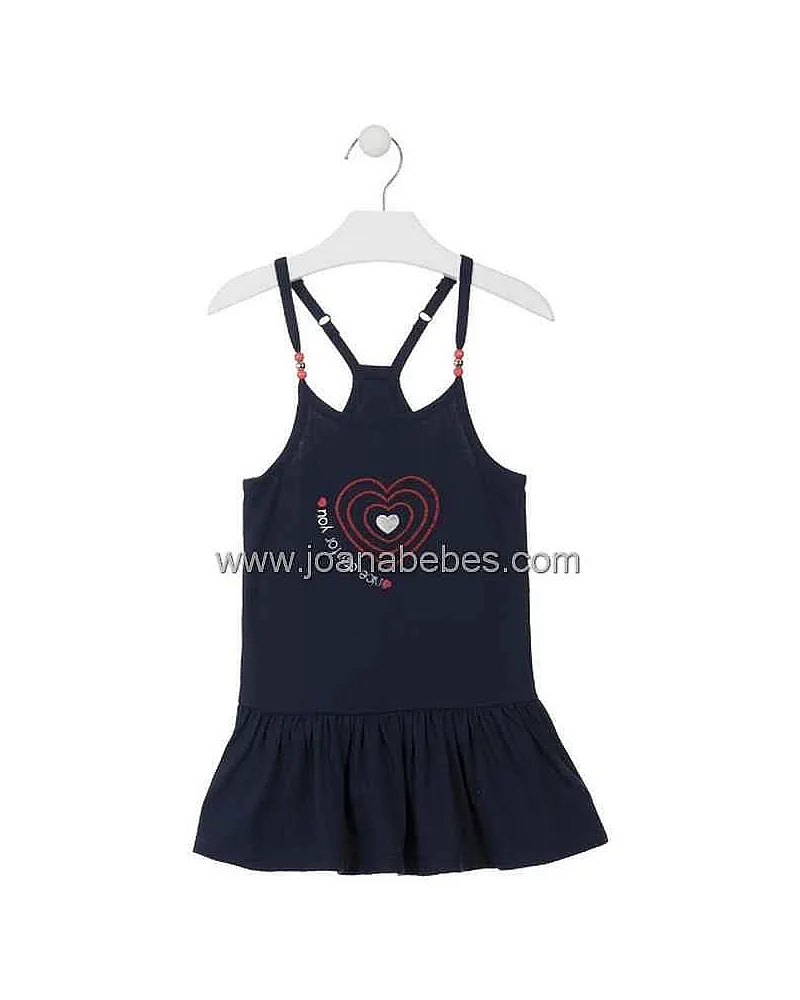 LOSAN VESTIDO MARINO DE PUNTO CON BOLITAS EN LOS TIRANTES