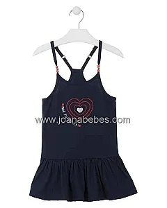 LOSAN VESTIDO MARINO DE PUNTO CON BOLITAS EN LOS TIRANTES