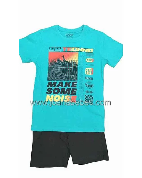 Losan Conjunto de camiseta con estampado frontal y bermuda.