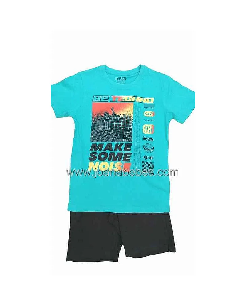 Losan Conjunto de camiseta con estampado frontal y bermuda.