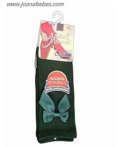 YSALBEL MORA CALCETÍN INFANTIL LARGO LAZO VERDE BOTELLA