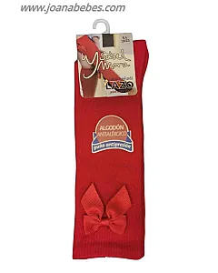 CALCETÍN INFANTIL LARGO LAZO ROJO YSABEL MORA