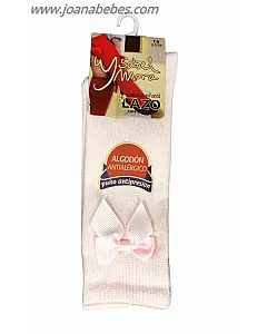 CALCETÍN INFANTIL LARGO LAZO ROSA BEBE