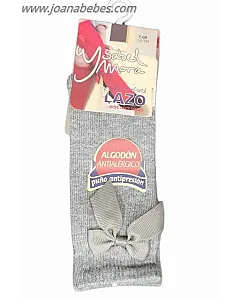CALCETÍN INFANTIL LARGO LAZO GRIS JASPEADO