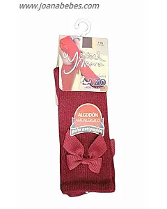 CALCETÍN INFANTIL LARGO LAZO BURDEOS