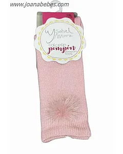 CALCETÍN INFANTIL LARGO POMPOM ROSA PALO