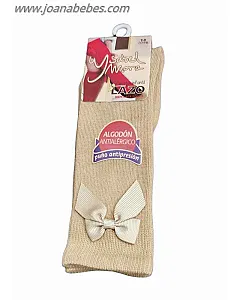 CALCETÍN INFANTIL LARGO LAZO CAMEL