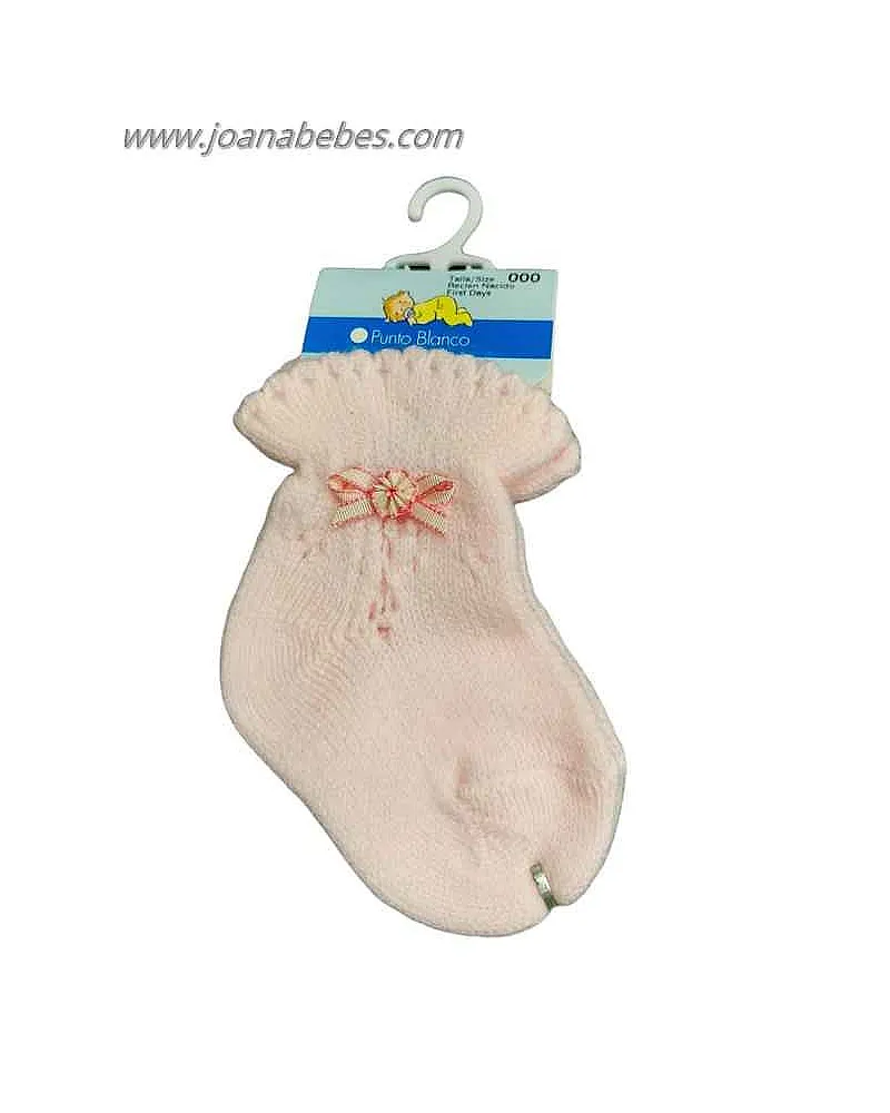 Calcetin acrílico calado mas lazo