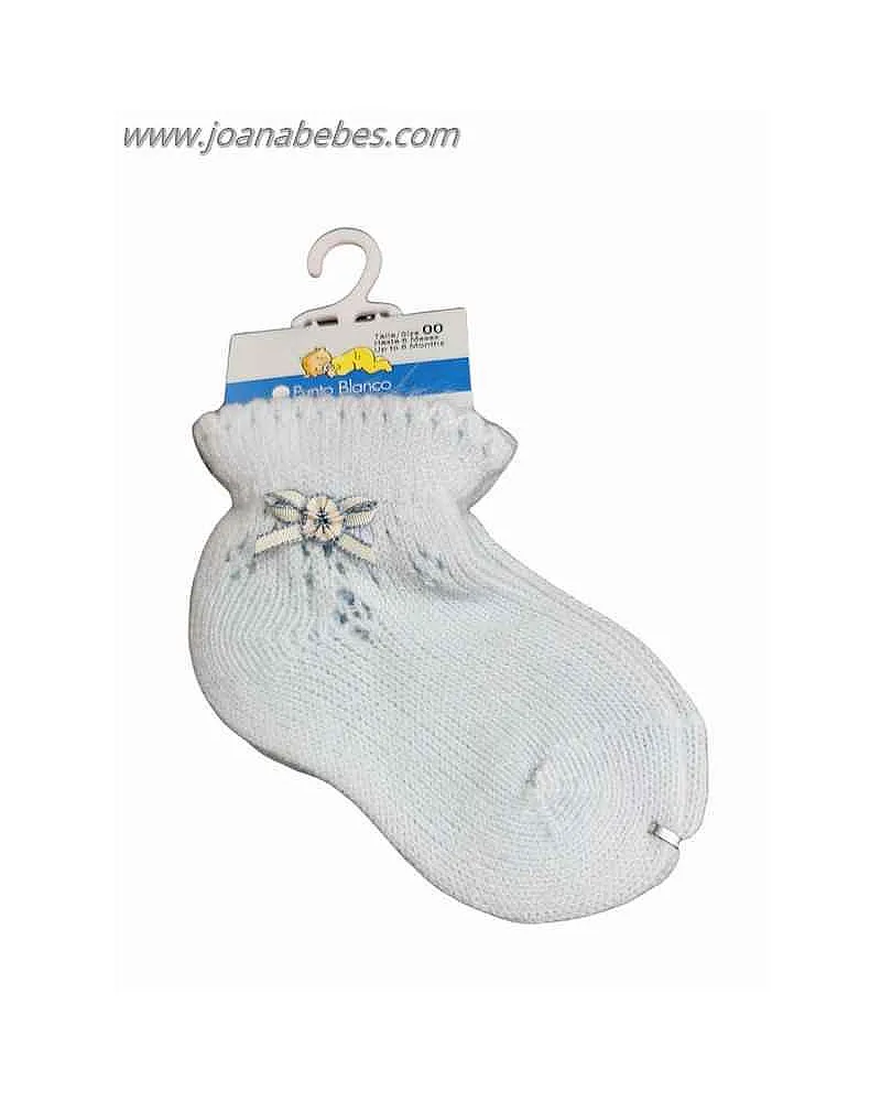 Calcetin calado con lazo celeste