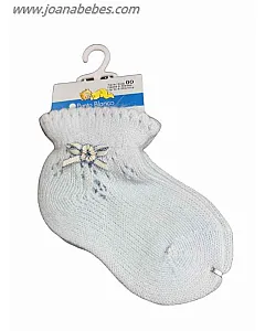 Calcetin calado con lazo celeste