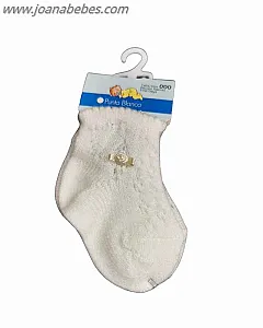 Calcetines corto beig calado con flor