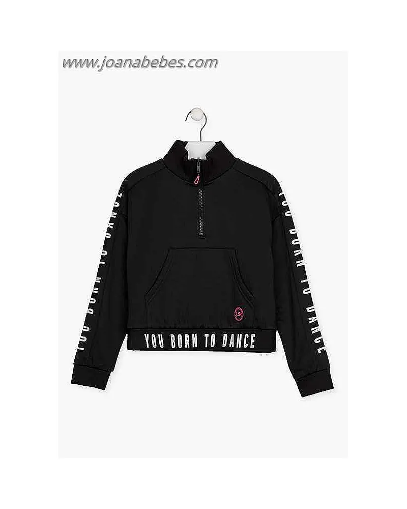 Sudadera con bajo de goma estampada.