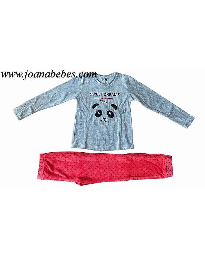 Pijama para niña losan con cara de oso estampada