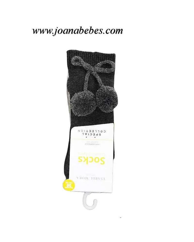 CALCETÍN INFANTIL LARGO BOLAS GRIS MARENGO