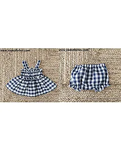 Vestido corto y braguita vichy marino