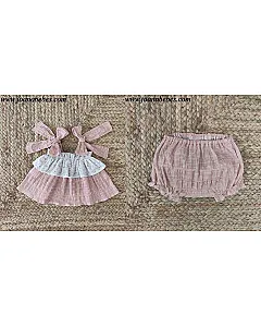 mebi Vestido corto y braguita Strich rosa