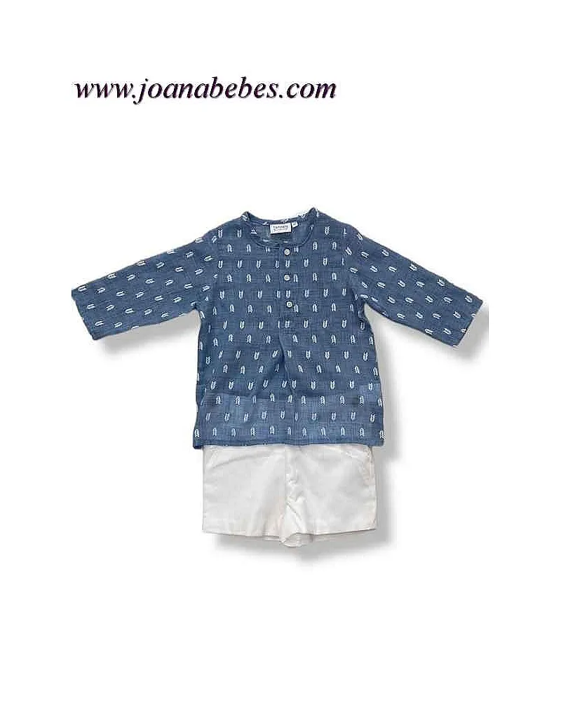 CONJUNTO CAMISA MANGA 3/4 Y BERMUDA BLANCA