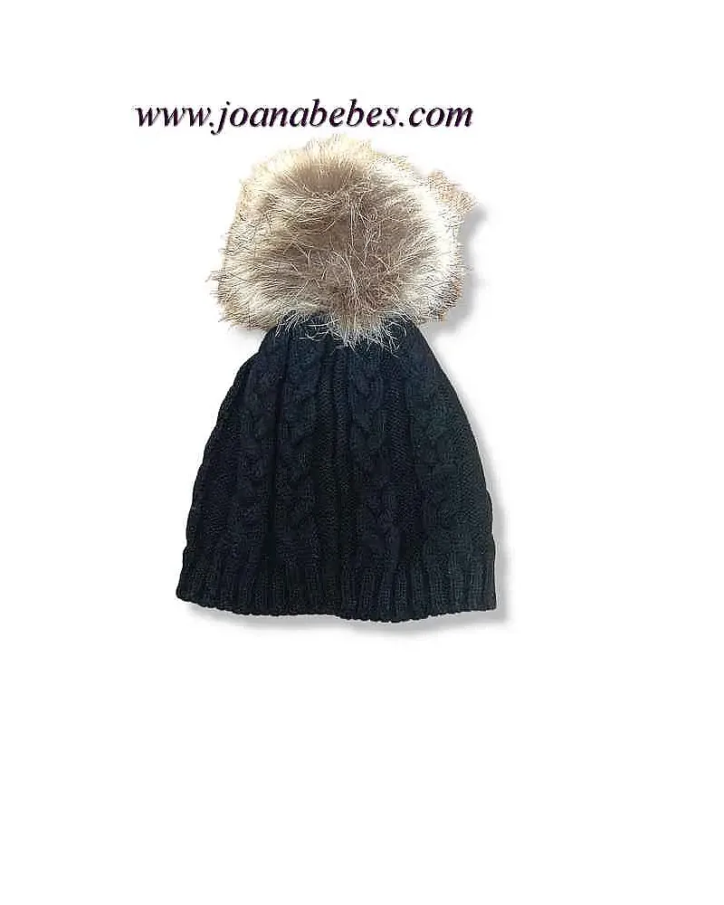 YOEDU GORRO NEGRO CON POMPON