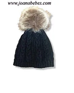 YOEDU GORRO NEGRO CON POMPON