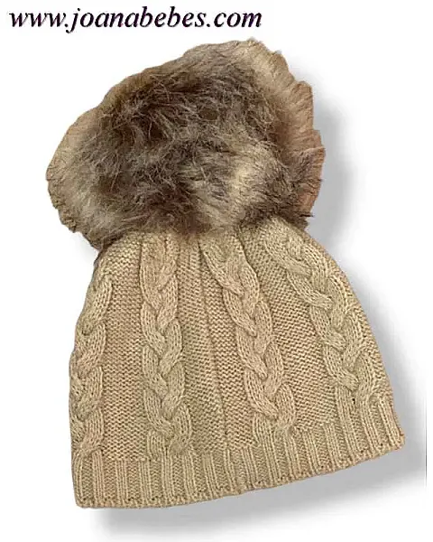 YOEDU GORRO CAMEL CON POMPON