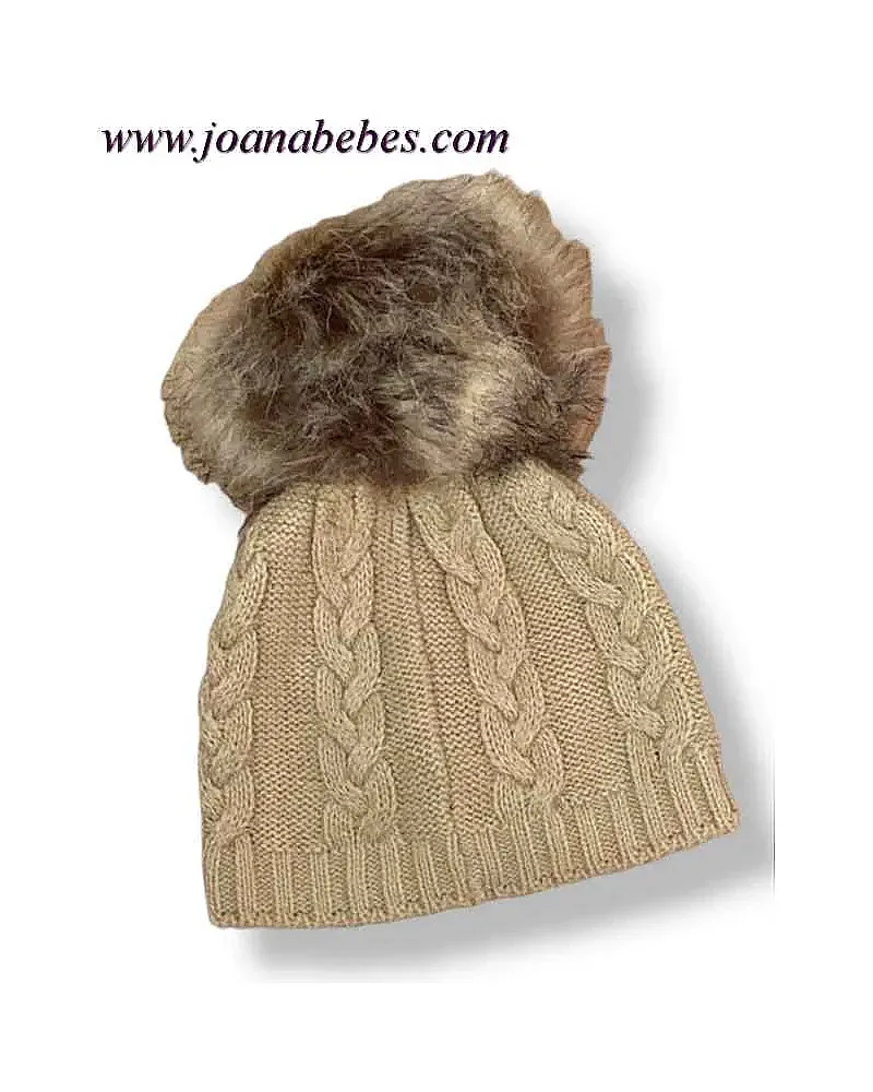YOEDU GORRO CAMEL CON POMPON
