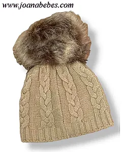 YOEDU GORRO CAMEL CON POMPON