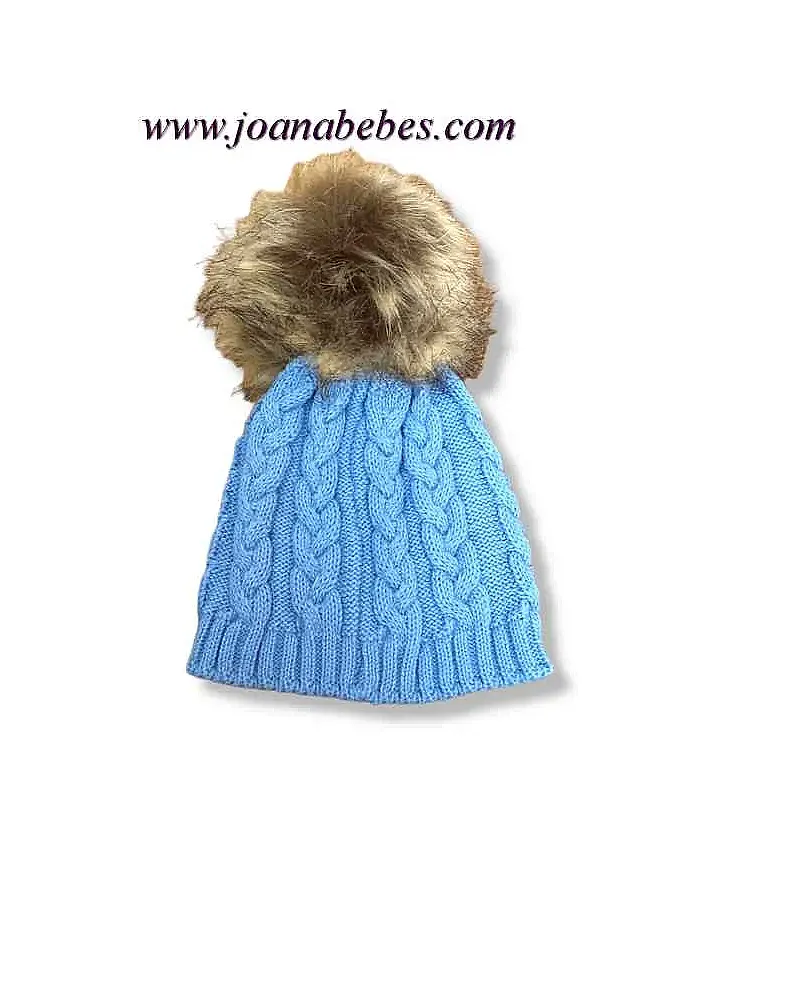YOEDU GORRO CELESTE EMPOLVADO CON POMPON