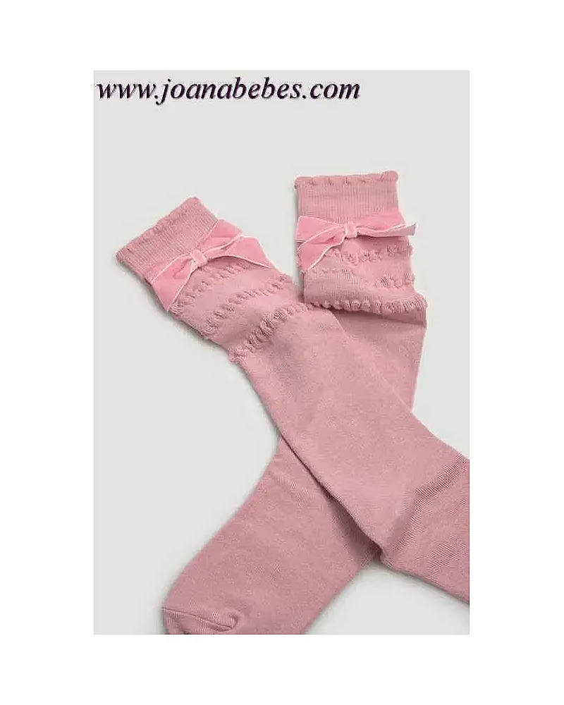 CALCETÍN NIÑA LARGO ROSA EMPOLVADO