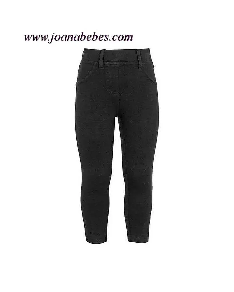 Leggins de niña liso con trabillas negro