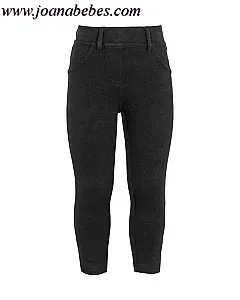 Leggins de niña liso con trabillas negro