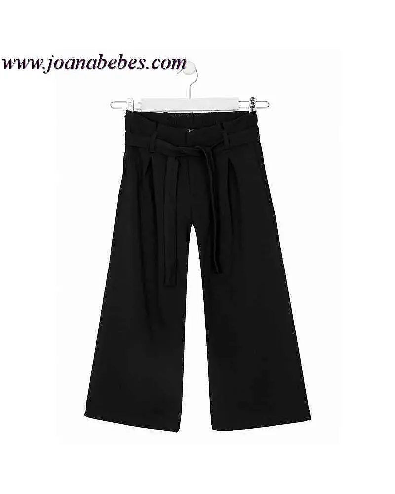 LOSAN PANTALON CON CINTURON PALAZO NEGRO