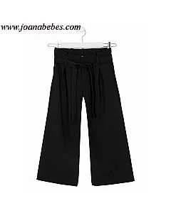 LOSAN PANTALON CON CINTURON PALAZO NEGRO