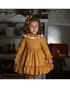 LORMIRAL VESTIDO VUELO MOSTAZA